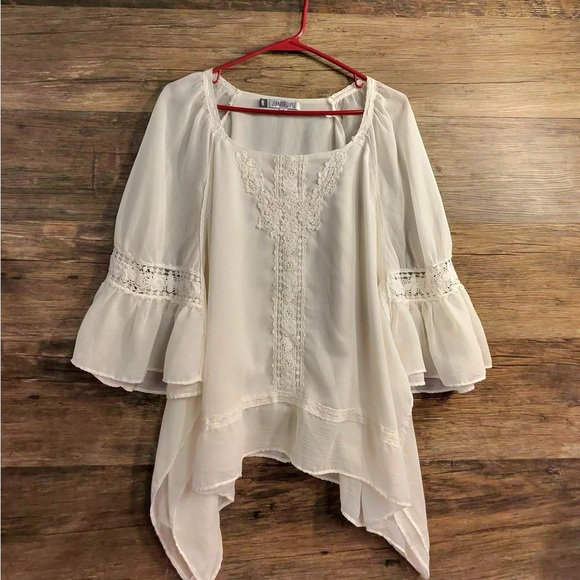 Jennifer Lopez Cream Lace Blouse - Picture 1 of 8